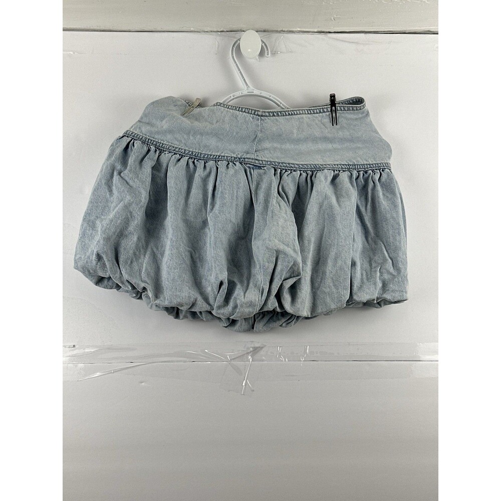 Rita Ora for Primark Denim Mini Skirt Gold Trim UK 6 US 2 Light Wash